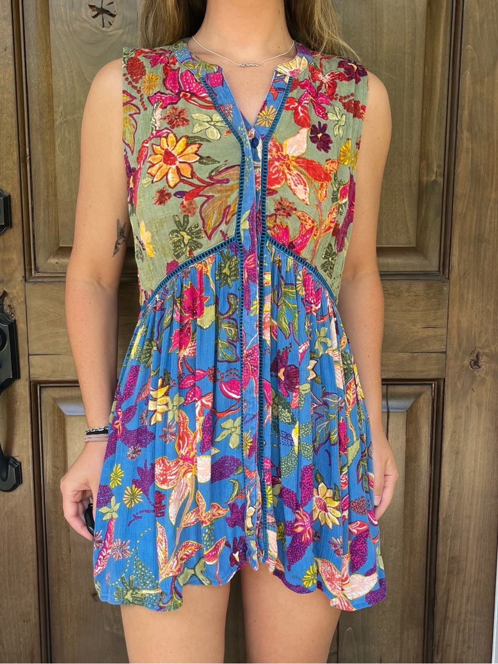Anthropologie Sleeveless Floral Mini Dress/blouse